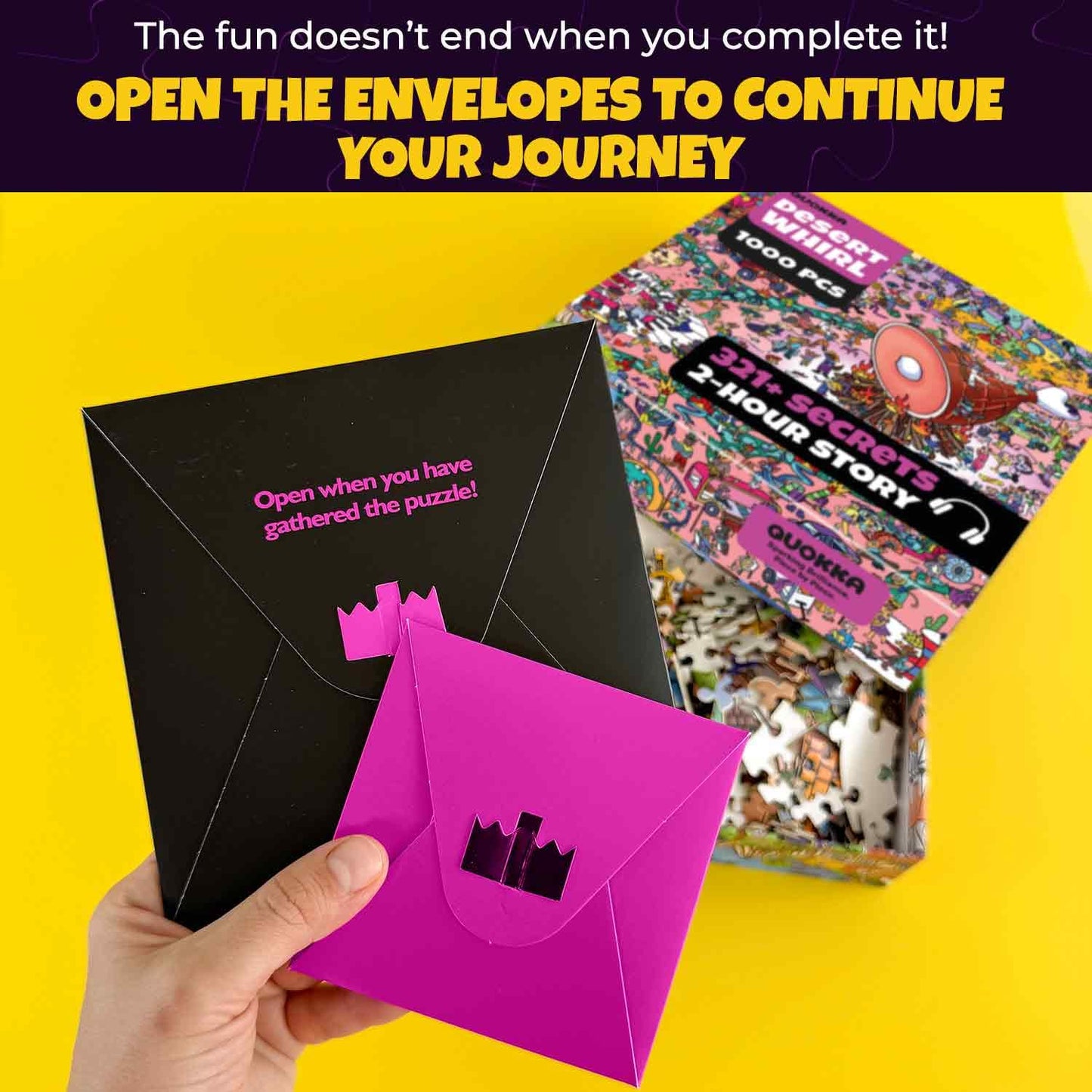 QUOKKA 1000 Piece Puzzle for mature-themeds and Teens - Desert Whirl mature-themed Jigsaw Puzzles with Hidden Secrets & Audio Story - Detailed Visual Puzzle Game for Focus & Relaxation with Twist - FSC Certified Gift