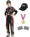 aicoaub Kids Race Car Driver Costume Boys Toddler Racer Jumpsuit With Car Cap Disfraz de Carro para Nio Halloween Dress Up