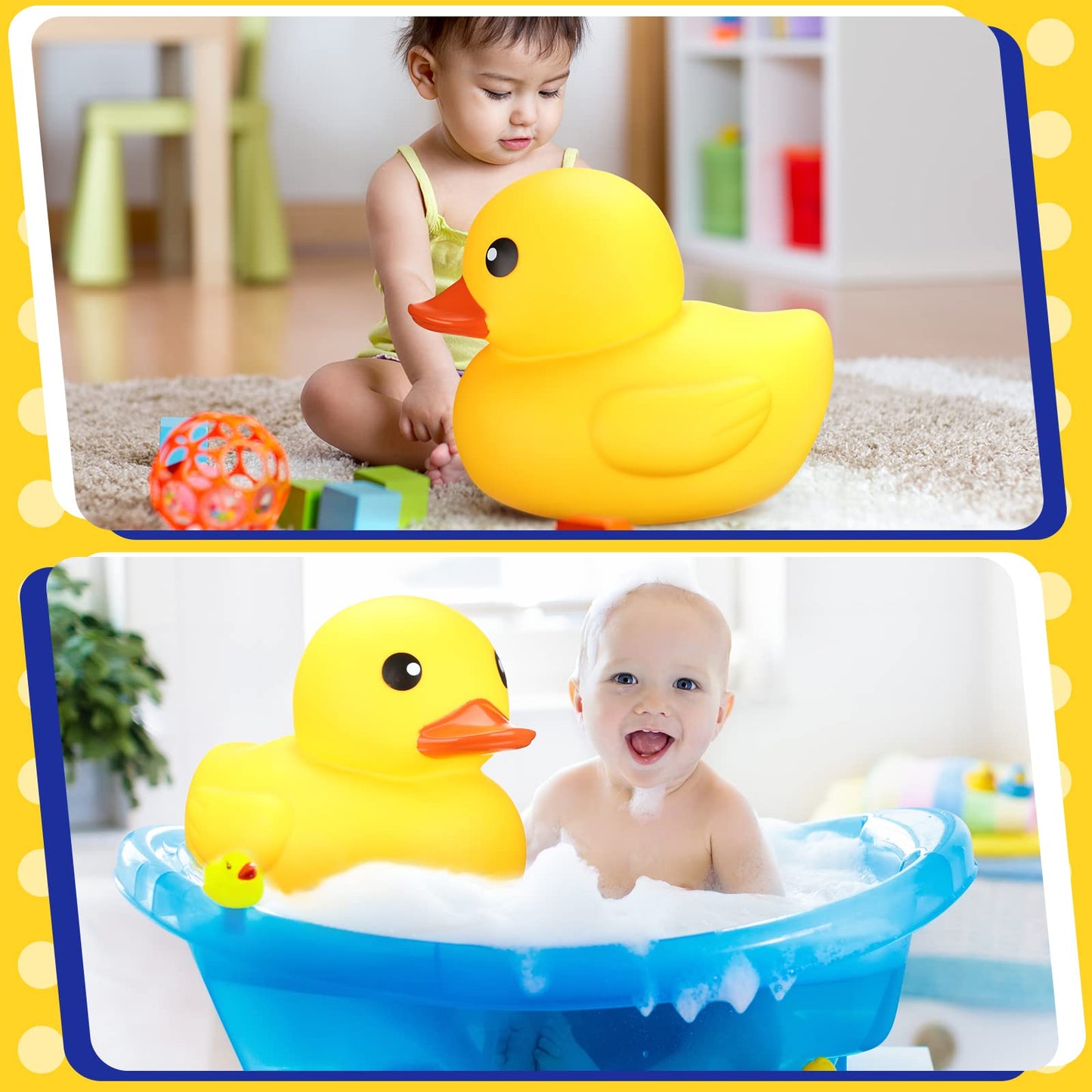 Leitee Jumbo Giant Duck - Large Rubber Duck, 13 Inch, Yellow, Gender Reveal Party, Bath Toy For Baby Shower & Birthday Party Favors