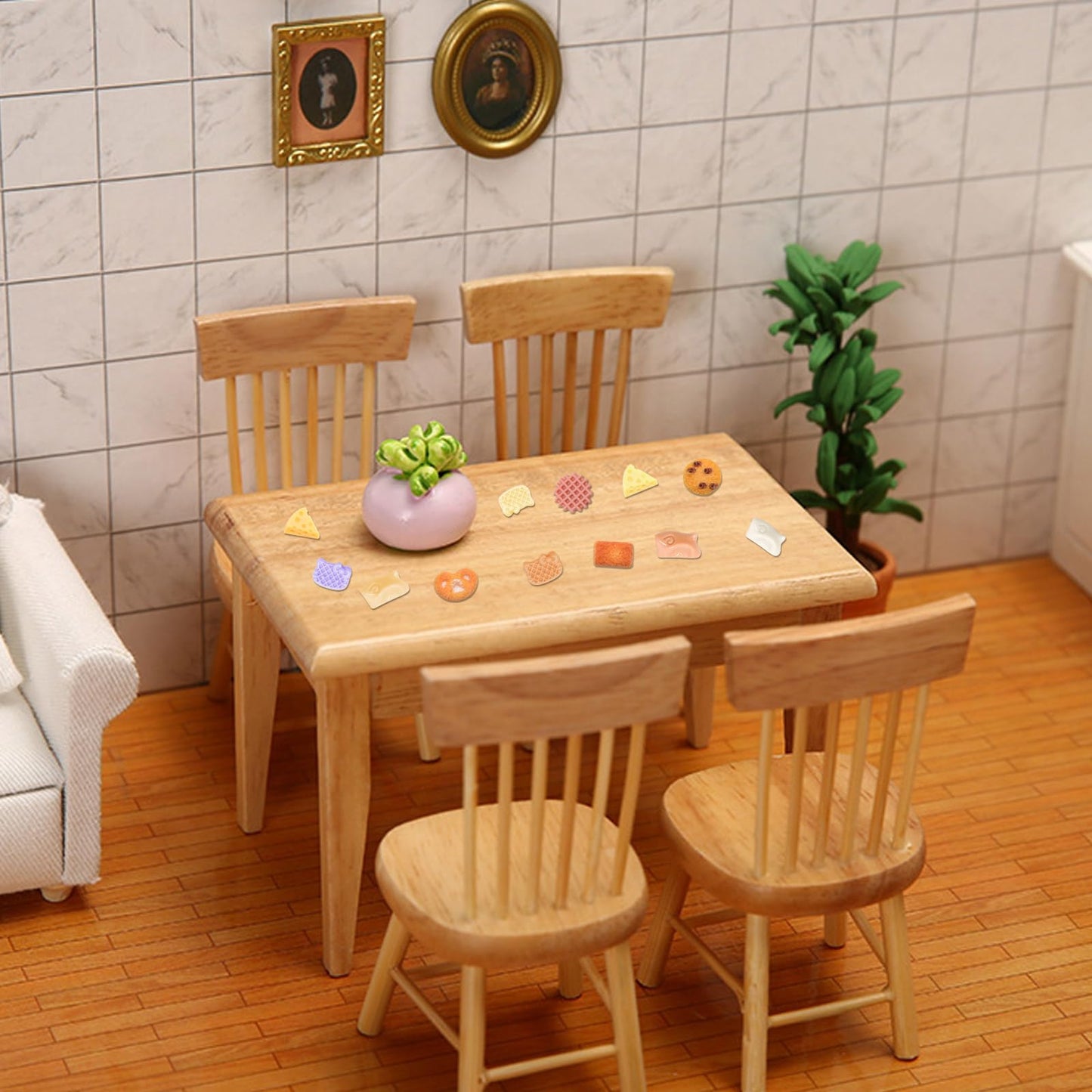 WOZADU 300 PCS Mini Resin Cookie Series Figurines for Crafts Luminous Tiny Resin Dessert Baking Food Miniature Things for Dollhouse Fairy Garden Micro Landscaping Decoration Cake Toppers Decor
