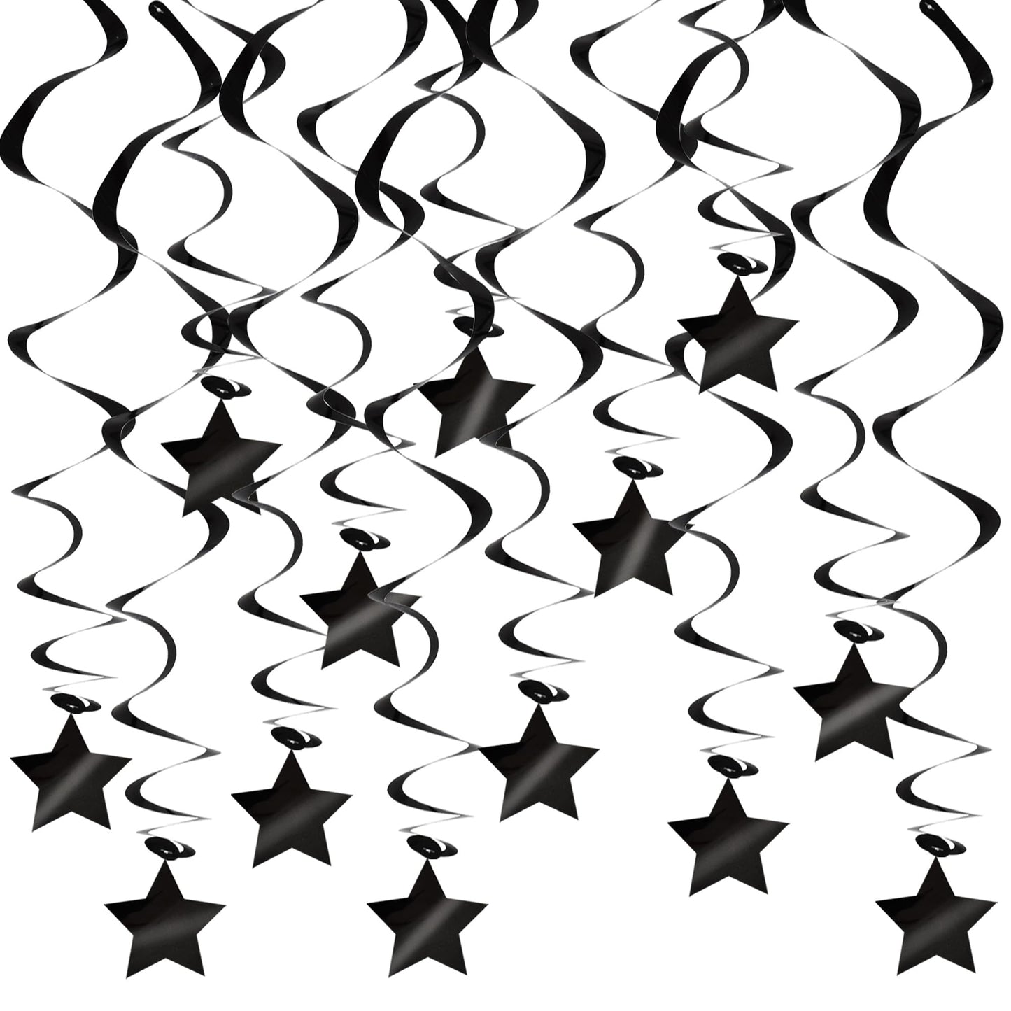 BEISHIDA Black Stars Hanging Swirls Bachelorette Graduation Hanging Ornament Decorations for Birthday Party Supplies Congrats Gr