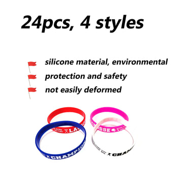 Oringaga 24PCS Lacrosse Silicone Wristband/Bracelets-LAX Party Favors and Supplies-Motivational Sports Prize Goalie helmet - Pla
