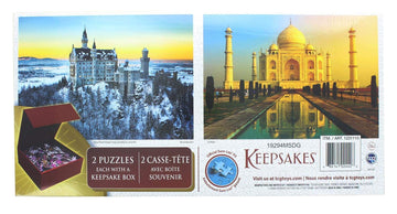 Set Of 2 Keepsakes 1000 Piece Jigsaw Puzzles | Neuschwanstein Castle/Taj Mahal