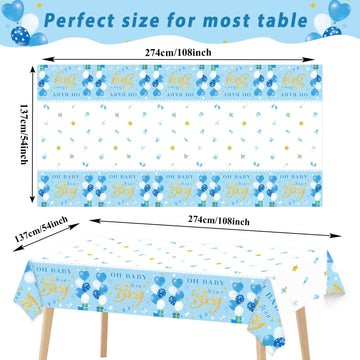 Baby Shower Tablecloths Plastic Table Cover Blue Baby Boy Party Decorations It'S A Boy Table Cover For Baby Shower Party Supplies, 54 X 108 Inch (3 Pack)