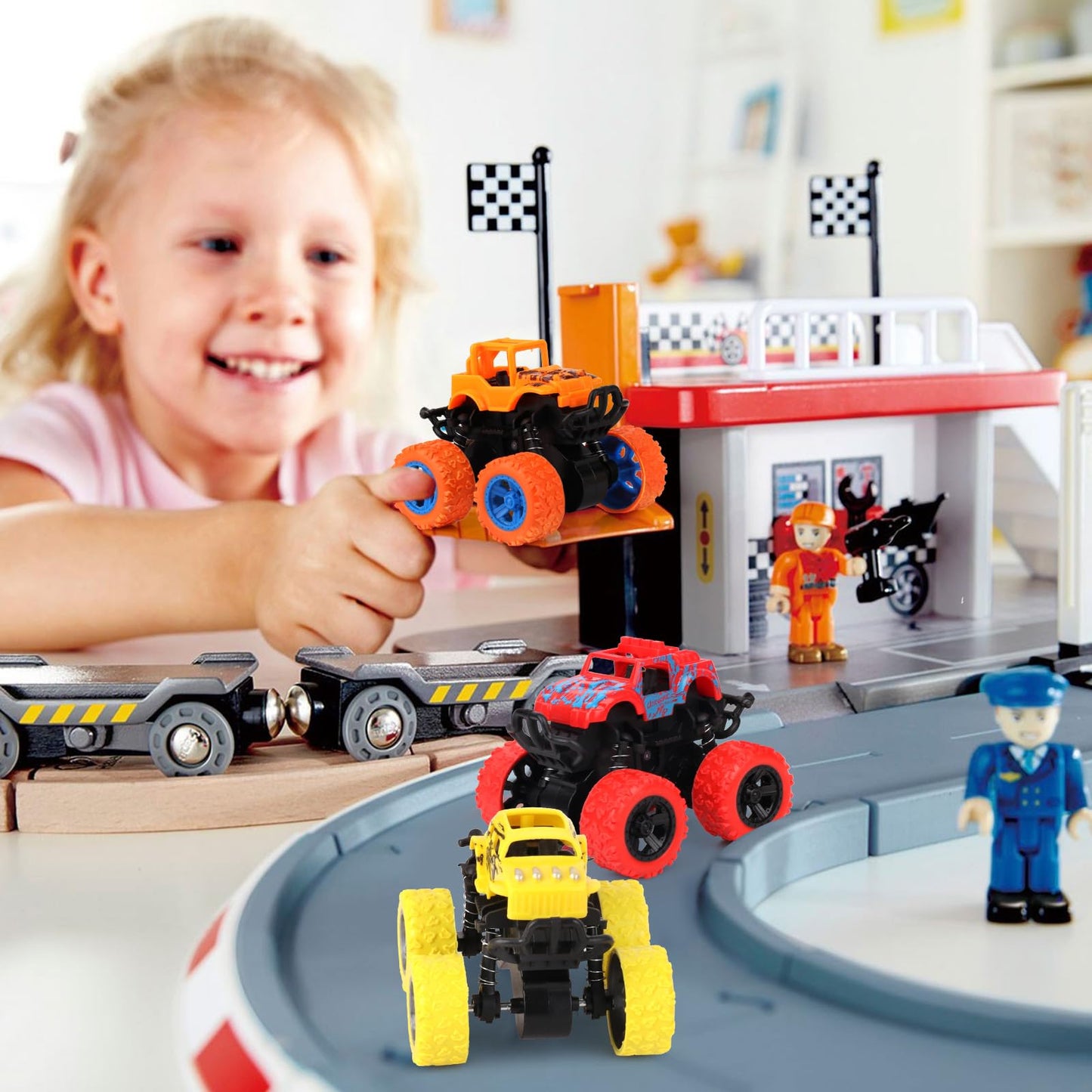 Hooqict 6 Pack Monster Truck Toys for Kids Boys Toddlers 3 4 5 6 7 8, Friction Powered Toy Trucks Push and Go Vehicles Small Mon