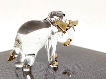 Sansukjai Elephant Tiny Miniature Figurines Animals Hand Blown Glass Art Gold Trim Collectible Gift Decorate#2