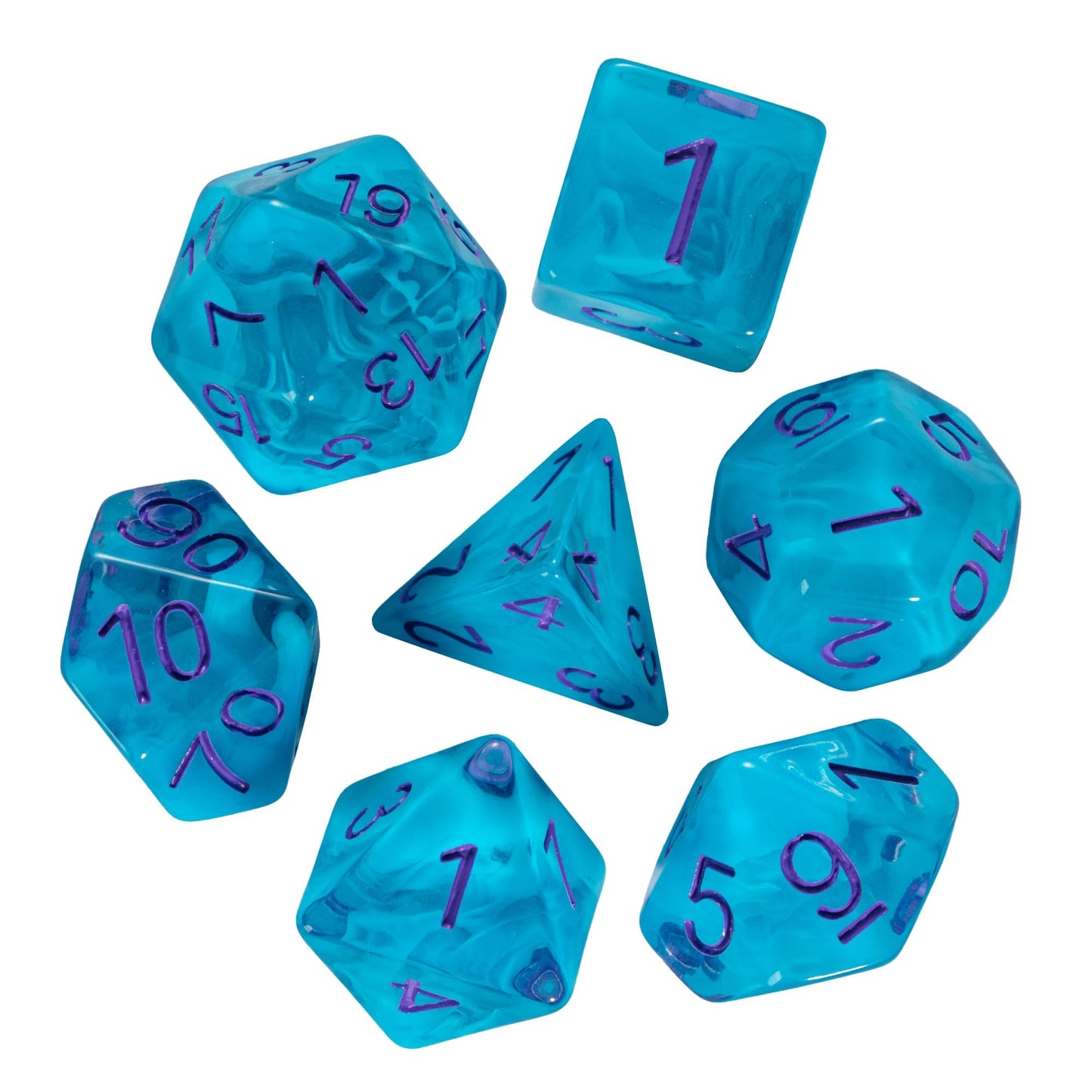HDdais Polyhedral DND Dice Set 7PCS RPG D&D for MTG Dungeons and Dragons Role Playing Game and Other Tabletop Game(Cyan)