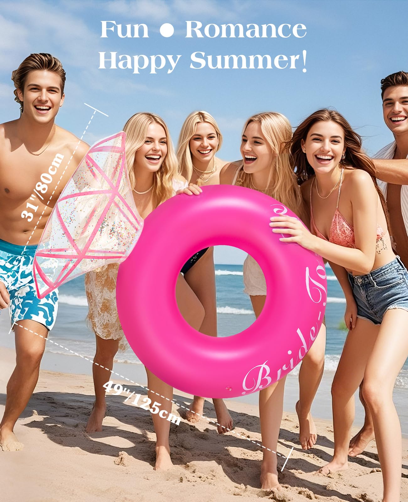 HeySplash Pool Floats, Inflatable Diamond Ring Pool Float, Large Engagement Ring Floatie for Bachelorette Party, Swim Tube River