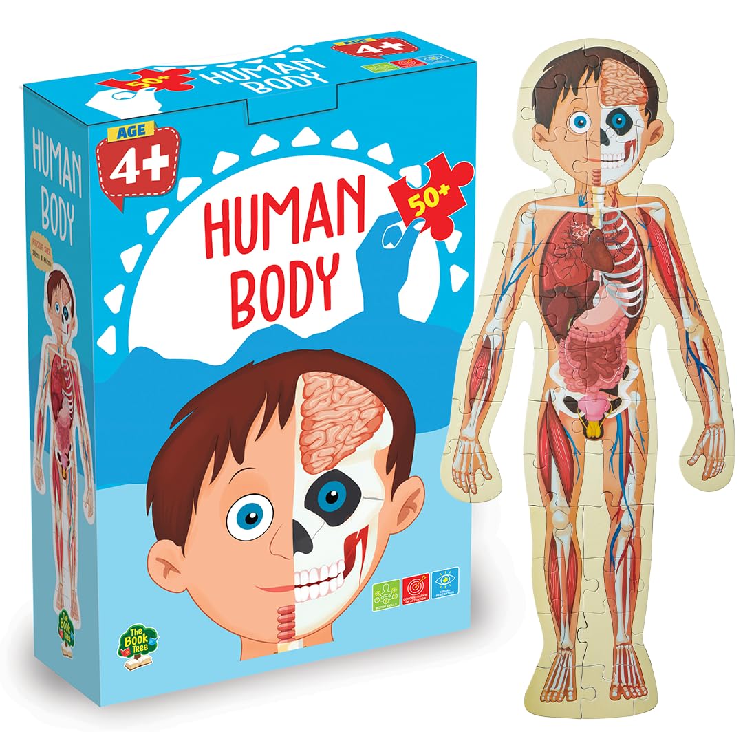 The Book Tree Human Body Puzzle For Kids, 50+ Pieces, Detailed Illustrations, Learning Experience By Majestic Book Club