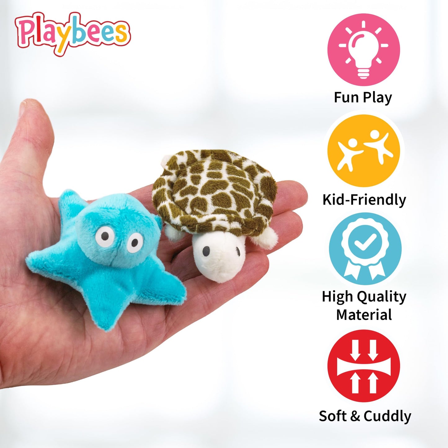 Playbees Assorted Sea-Life Plush Toys - 24 Pack - 3 Inch Soft & Cuddly Stuffed Animals For Kids, Babies, And Adults - Ideal For