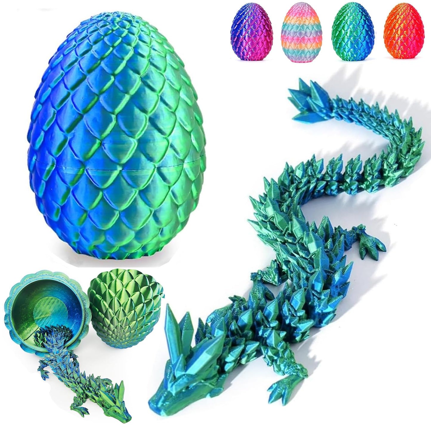 Enttgo Dragon Eggs With Dragon Inside,12Inch Dragon Toy,3D Printed Flexible Desk Figure Decors,Easter Basket Essentials,Fidget T