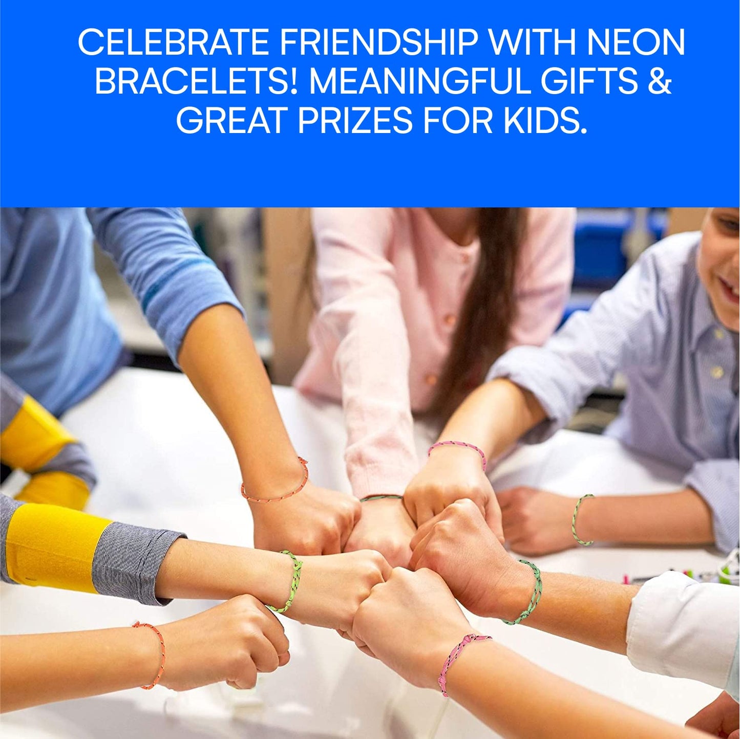 Neliblu Friendship Bracelets - Pack of 144 Neon Rope Bracelet, 7-Inch Adjustable in Orange, Yellow, Pink, and Green - Fun Access