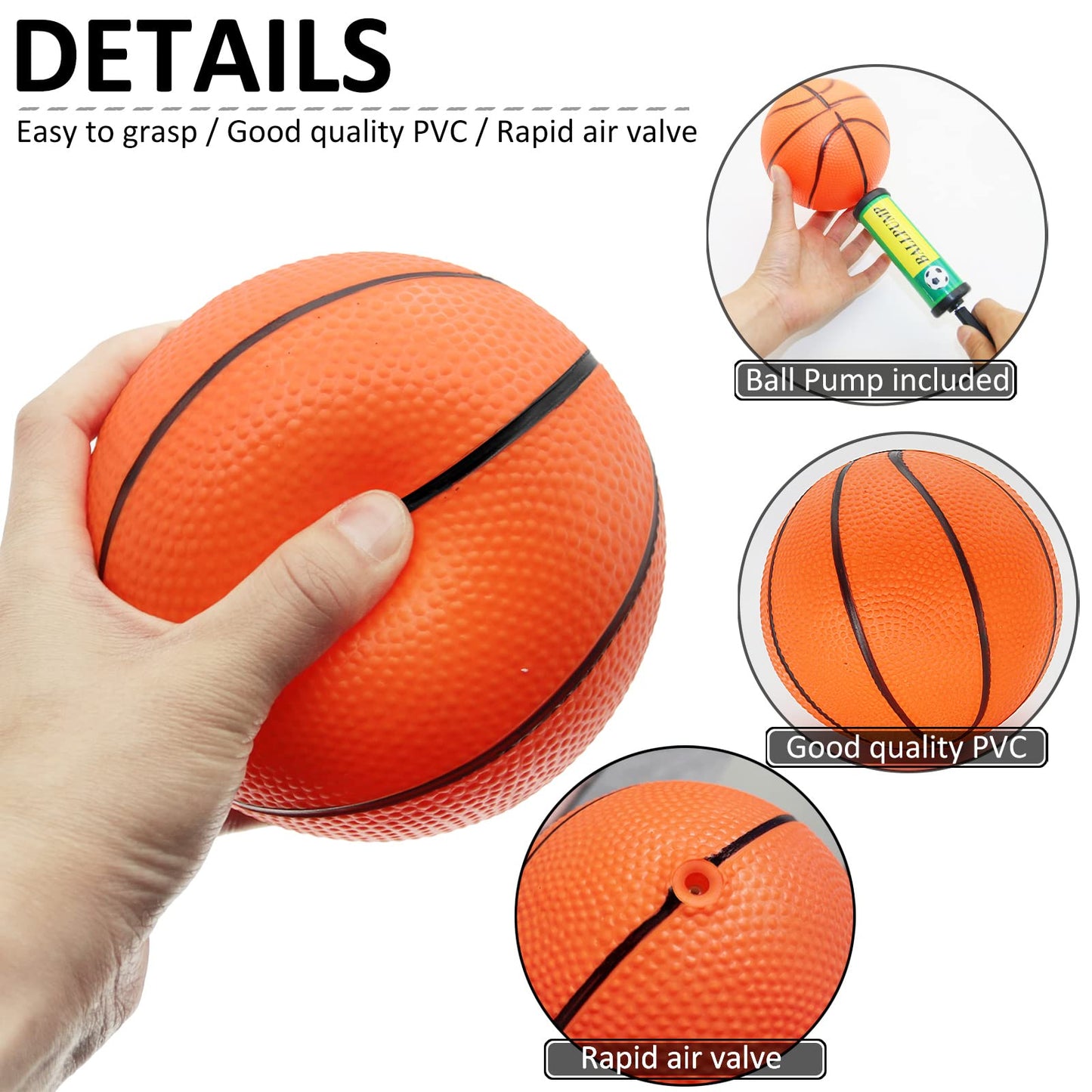 40Pcs 5'' Inch Mini Basketball Balls Bulk Small Basketball Set With Pump, Pvc Small Basketball For Over The Door Basketball Hoop