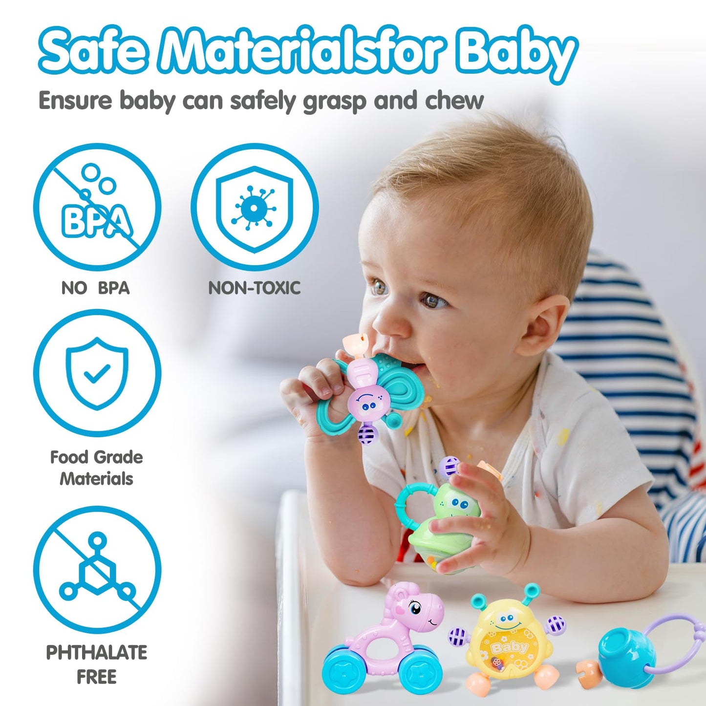Supvib Baby Toys 0-6 Months, Rattle Toys For Babies 0-6 Months Teething, Newborn Baby Rattles 0-6 Months, Infant Rattles Teether
