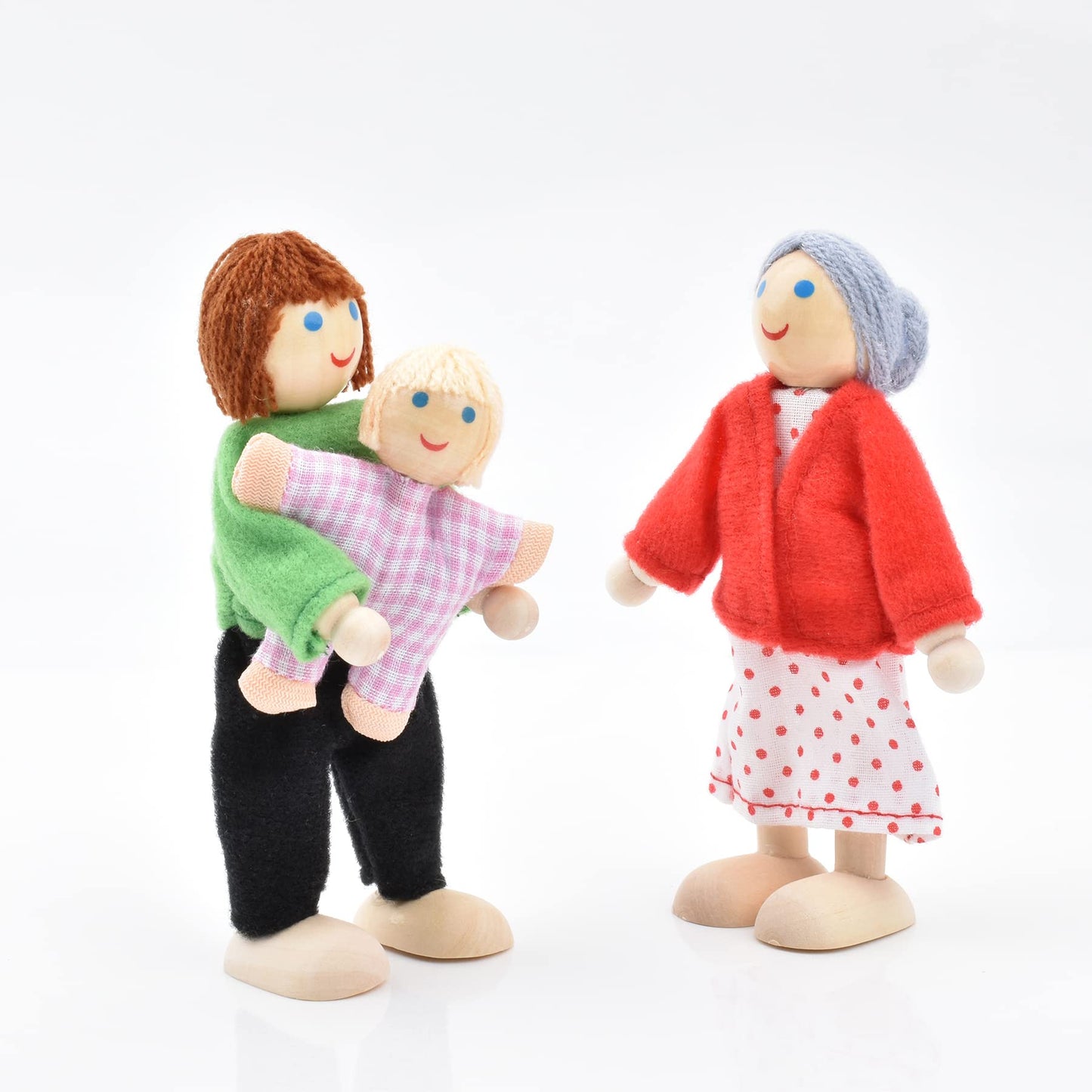Jzszera Wooden Doll House People Of 8 Miniature Figures And 2 Pets, Dollhouse Dolls Family Set- Dollhouse Accessories For Girls Toddler Kids Pretend Play And Imaginative Fun