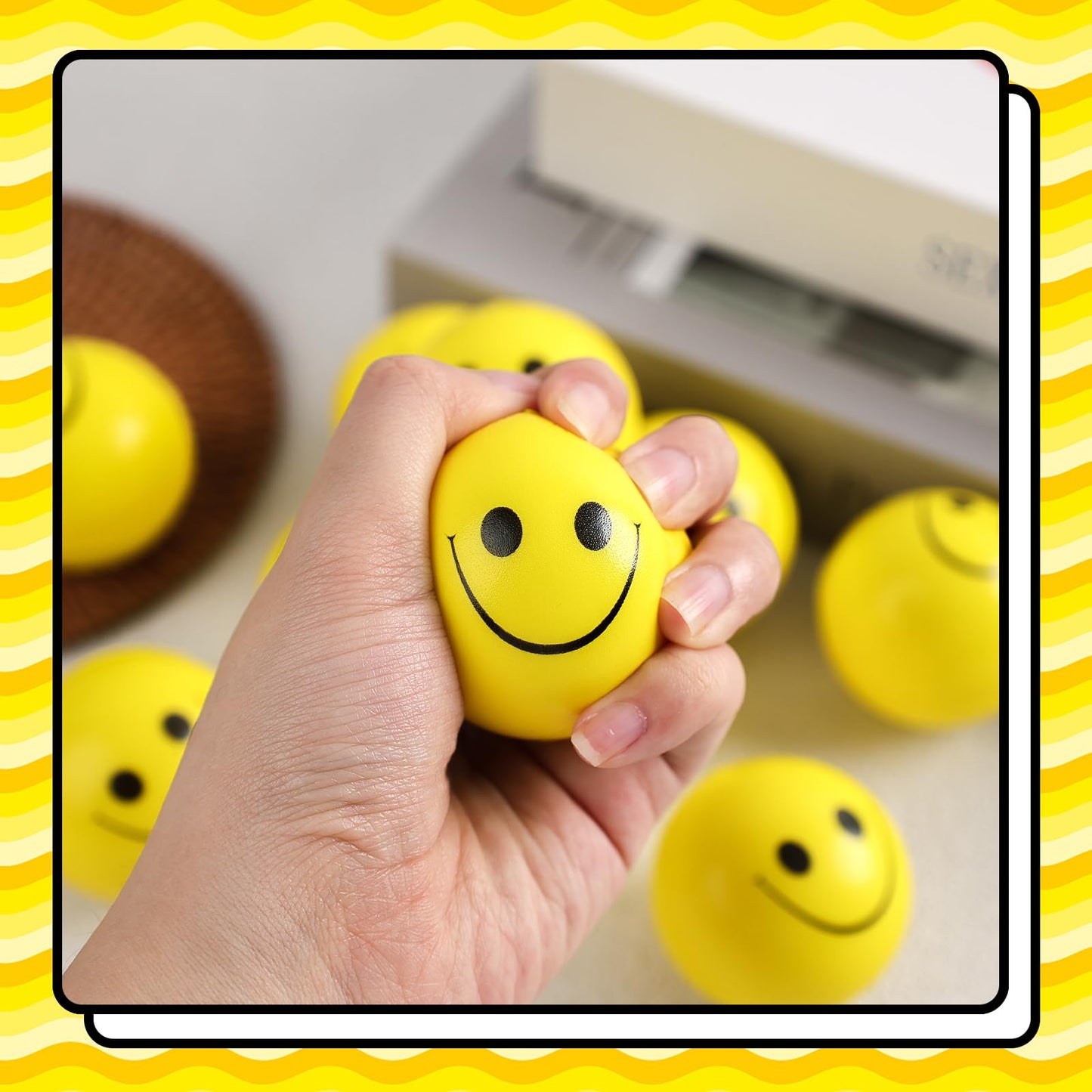 Lovestown 40Pcs Stress Balls Bulk, 2 Inch Smiley Face Stress Balls Mini Yellow Stress Relief Balls For Kids School Carnival Reward Party Bag