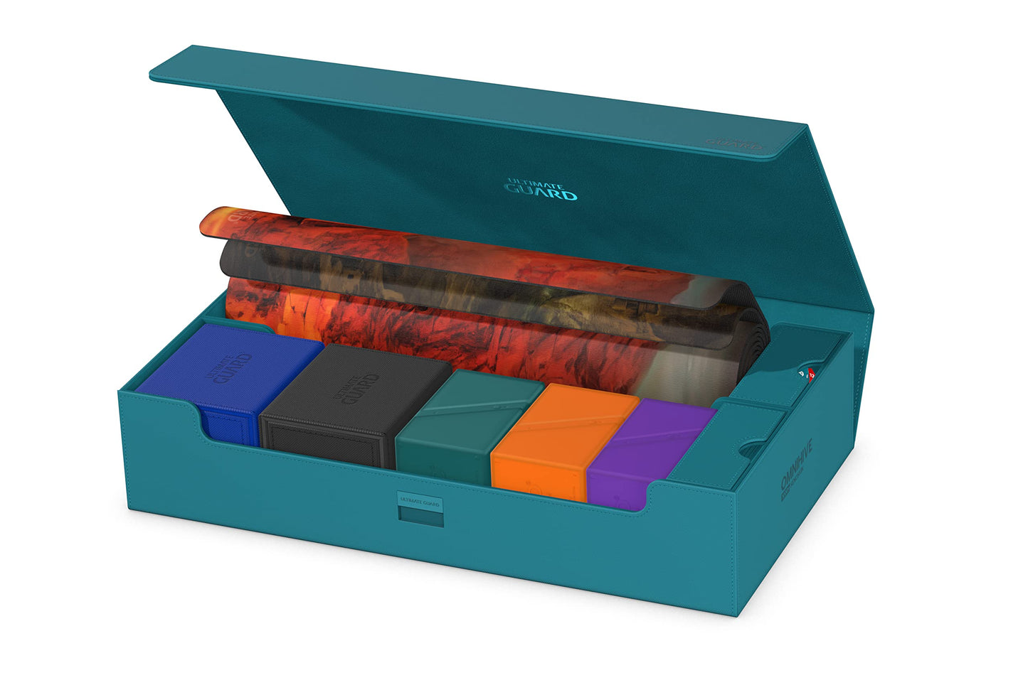 Ultimate Guard Omnihive 1000+, Deck Case For 1000 Double-Sleeved Tcg Cards + 2 Removable Trays, Petrol, Magnetic Closure & Microfiber Inner Lining