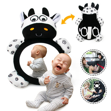 Inbeby Baby Mirror Toys, Multi-Function Baby Mirror High Contrast Black and White, Tummy Time Mirror Easy to Install, Baby Infan