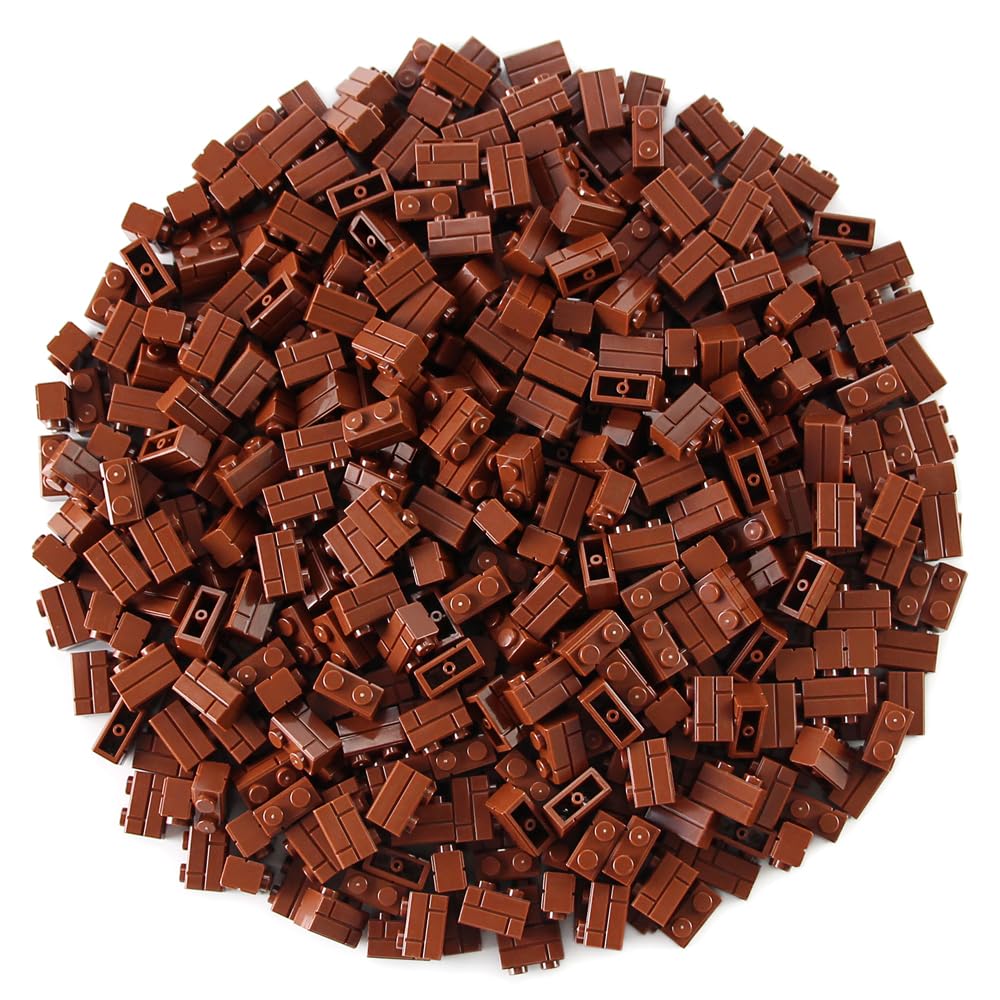 Feleph 360 Pieces 1X2 Masonry Profile Bricks Building Blocks For Wall Parts And Pieces Diverse Bulk Toy Set Compatible With Major Brands (Reddish Brown)