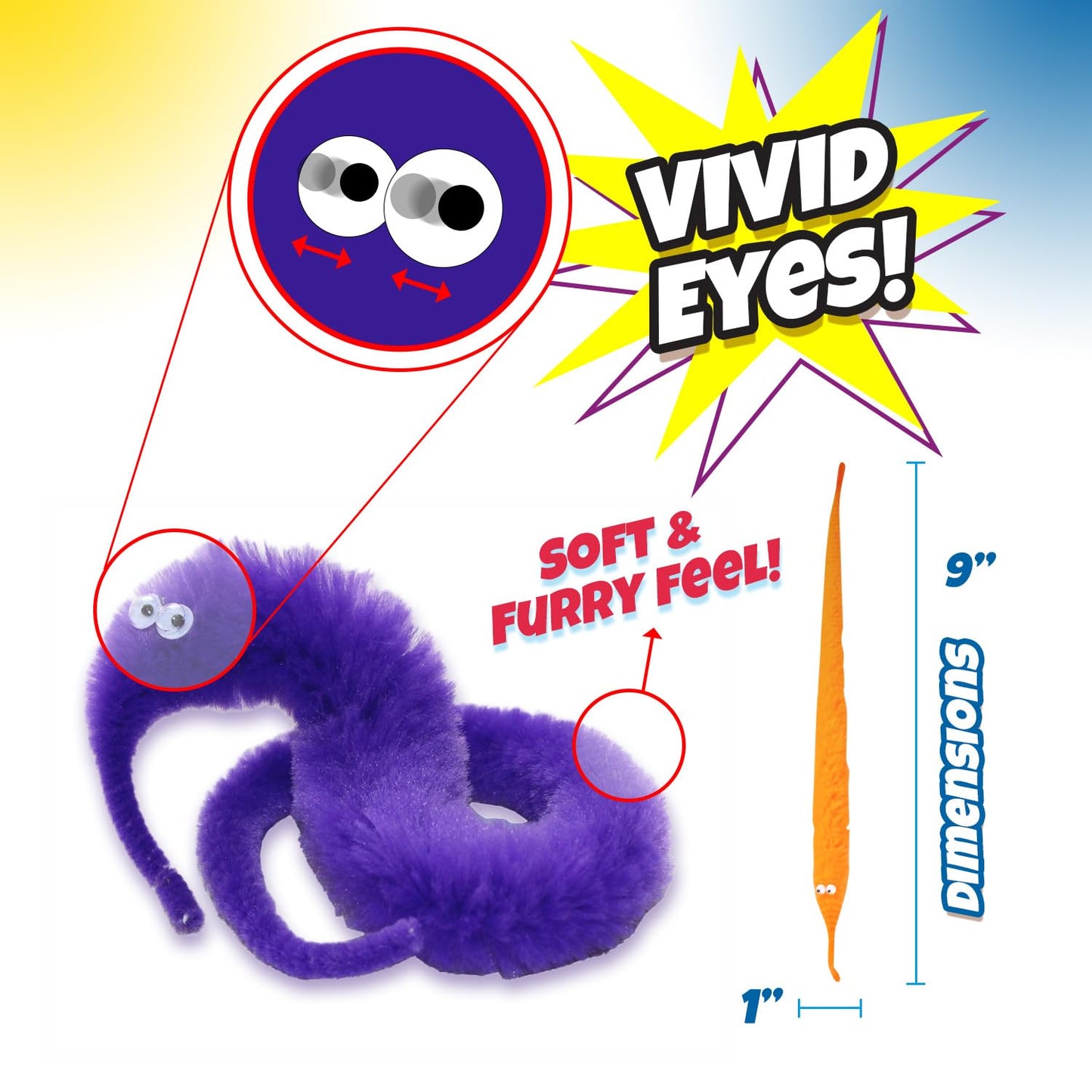 Ja-Ru Fuzzy Worms On Strings On A String Magic Worms Fidget Toy (4 Assorted Individually Packed) Wiggly Worm On String Twisty Fuzzy Worm Toys For Kids Party Favors Add Anxiety Relief 5219-4S