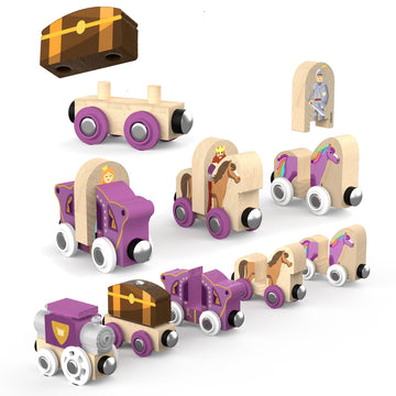 Orbrium Wooden Train Set - 68 Pcs Fantasy Kingdom Adventure Toys for Kids (3-7 Years) - Multicolor, Compatible with Thomas & BRIO