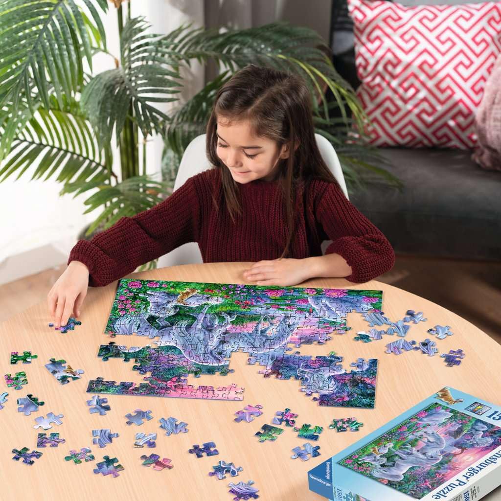 Ravensburger Unicorns In Sunset Glow - 150 Piece Jigsaw Puzzle For Kids | Unique Piece Design | Enhances Creativity | Perfect For Family Bonding | Fun And Educational Toy