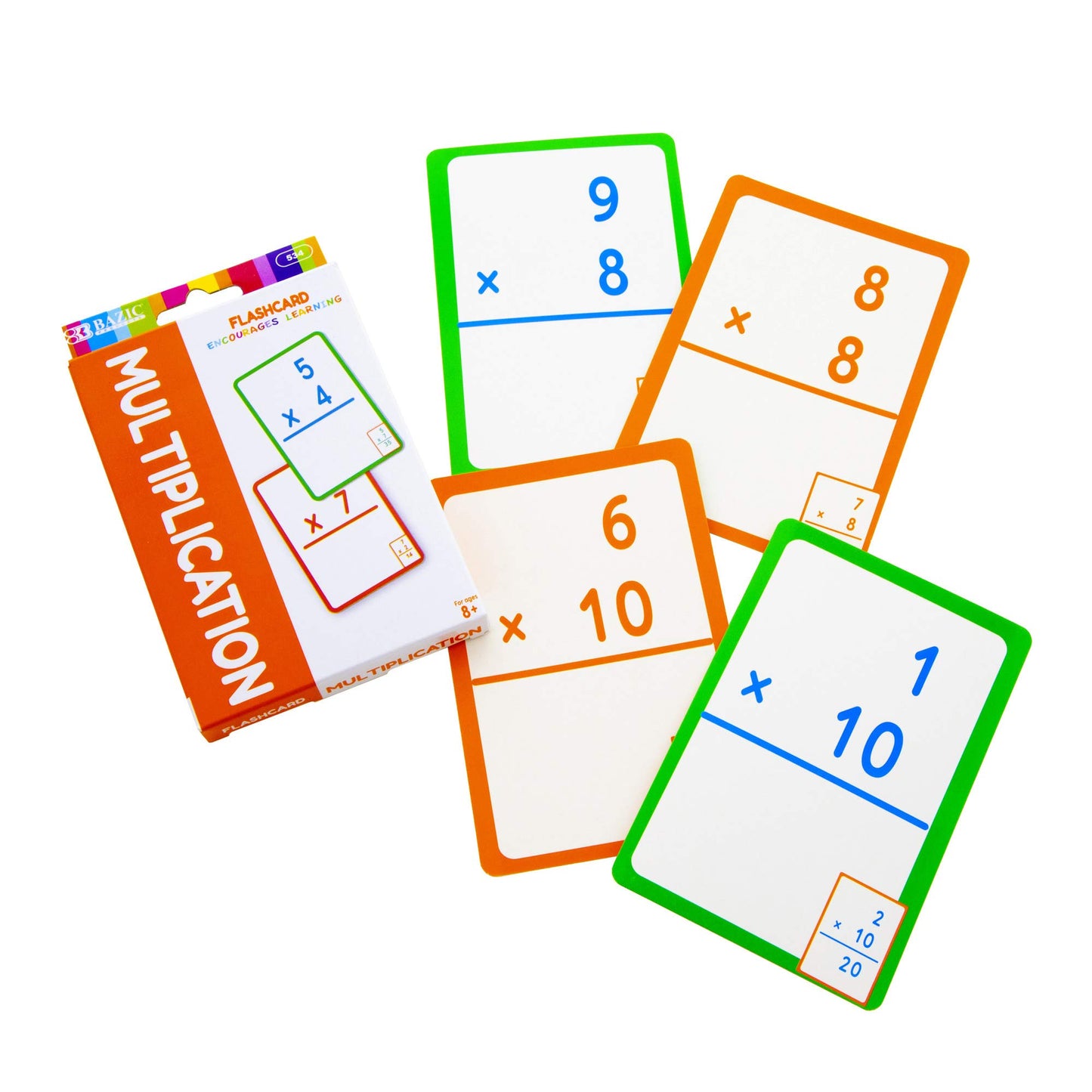 BAZIC Multiplication Flash Cards, Numbers Elementary Math Flashcards Game at School, Problem Solving (36/Pack), 1-Pack