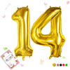 Smlpuame Gold Balloon, 40 Inch Number 14 Foil, For Birthday, Graduation, Wedding Anniversary Decorations, Includes Glue, Tying T