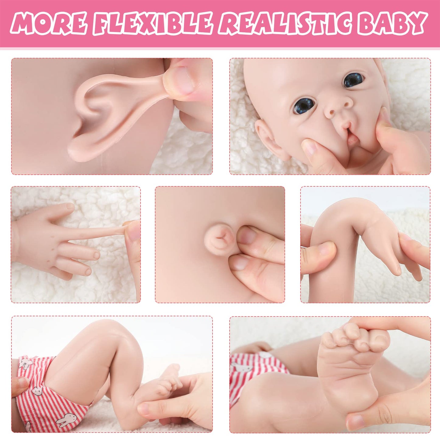 Ivita 18 Inch Full Body Silicone Baby Dolls,Not Vinyl Dolls,Real Full Silicone Reborn Baby Dolls, Soft Newborn Baby Dolls - Girl