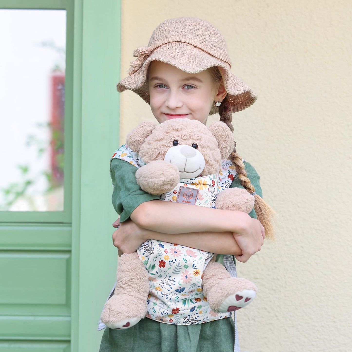 Gagaku Baby Doll Carrier, Toy Baby Carrier For Dolls, Baby Doll Carrier For Little Girls, Toddlers Kids Baby Doll Carrier With Adjustable Straps, Reborn Baby Doll Accessories - Green (Pinecones)