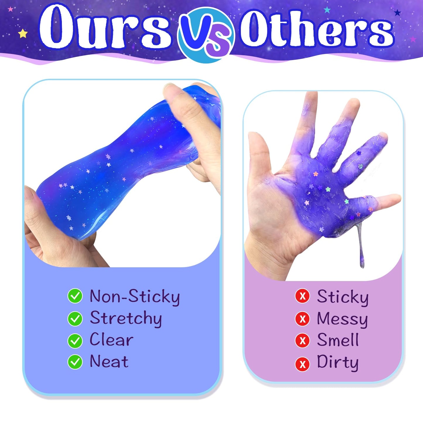 24 Pack Galaxy Slime Party Favors For Kids Blue Purple Clear Glitter Slime Kit Christmas Birthday Goodie Bag Stuffer Classroom R