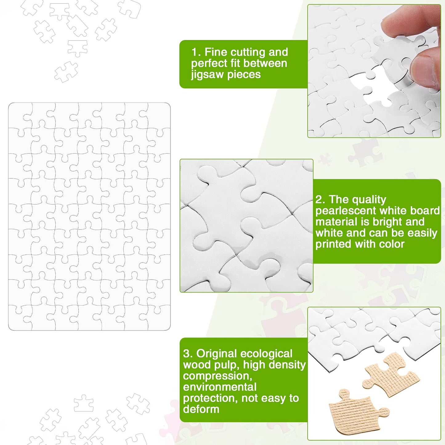 Sumind 10 Sets Blank Sublimation Puzzle Jigsaw Rectangle Heart Shaped White Diy Custom Puzzle Heat Press Thermal Transfer Puzzle Pearl Puzzle Blank Puzzle(A5-63 Rectangle)