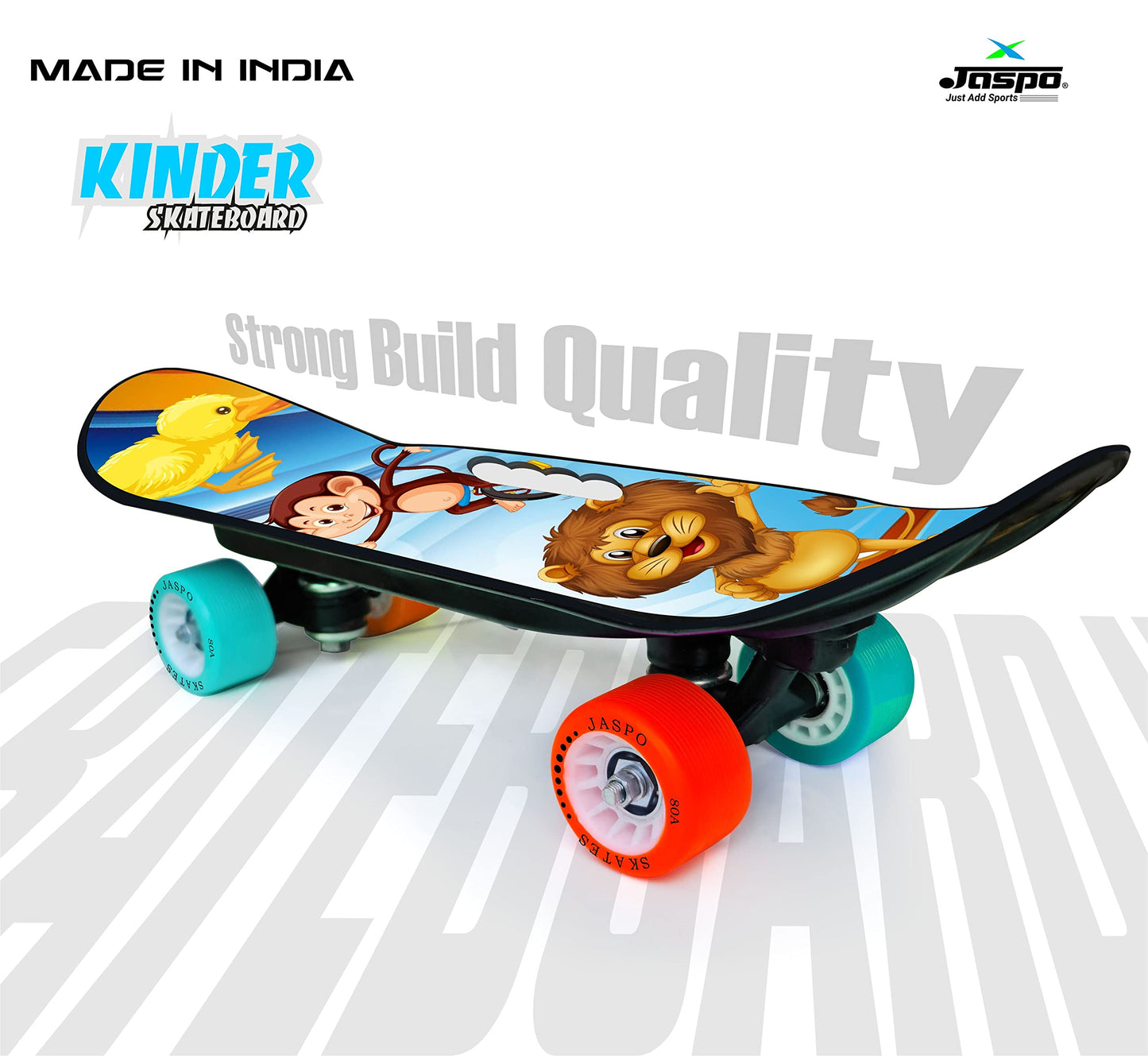 Jaspo Street Runner Junior 18 Inches Fiber Skateboard for Kids Upto 7 Years Age Group Recommended for Boys and Girls (Suitable f