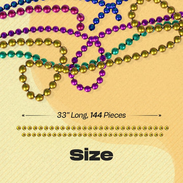 Funny Party Hats Mardi Gras Beads Necklaces - Party Costumes Accessories 144 Pc