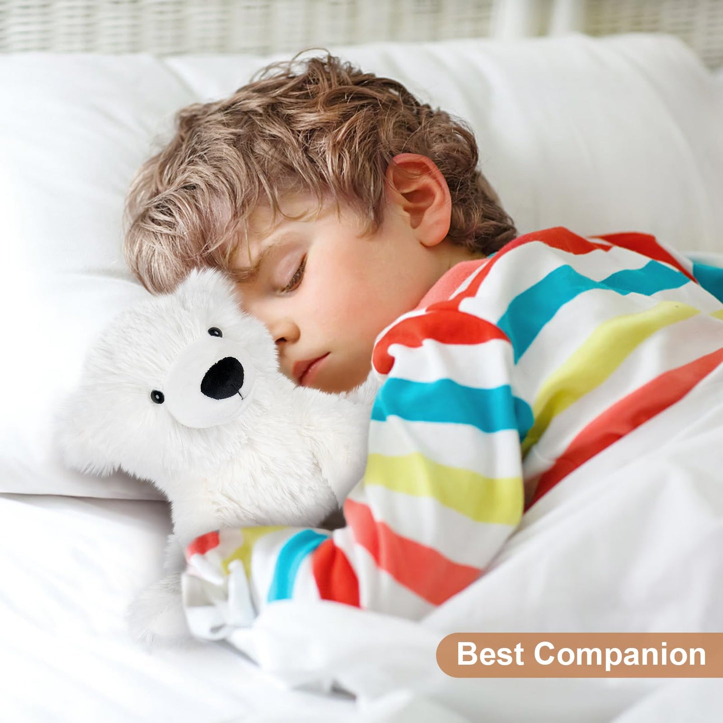 SuzziPals Warming Polar Bear Plush Toy, Microwavable Heating Pad, White, Lavender Scented, Soothing Stress Relief for Kids & Adults