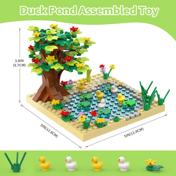 Pipart Farm Animal Duck Pond Building Set, Moc Accessories Bricks Animal Building Toy Set For Kids, Girls And Boys Age 6+ (246 P