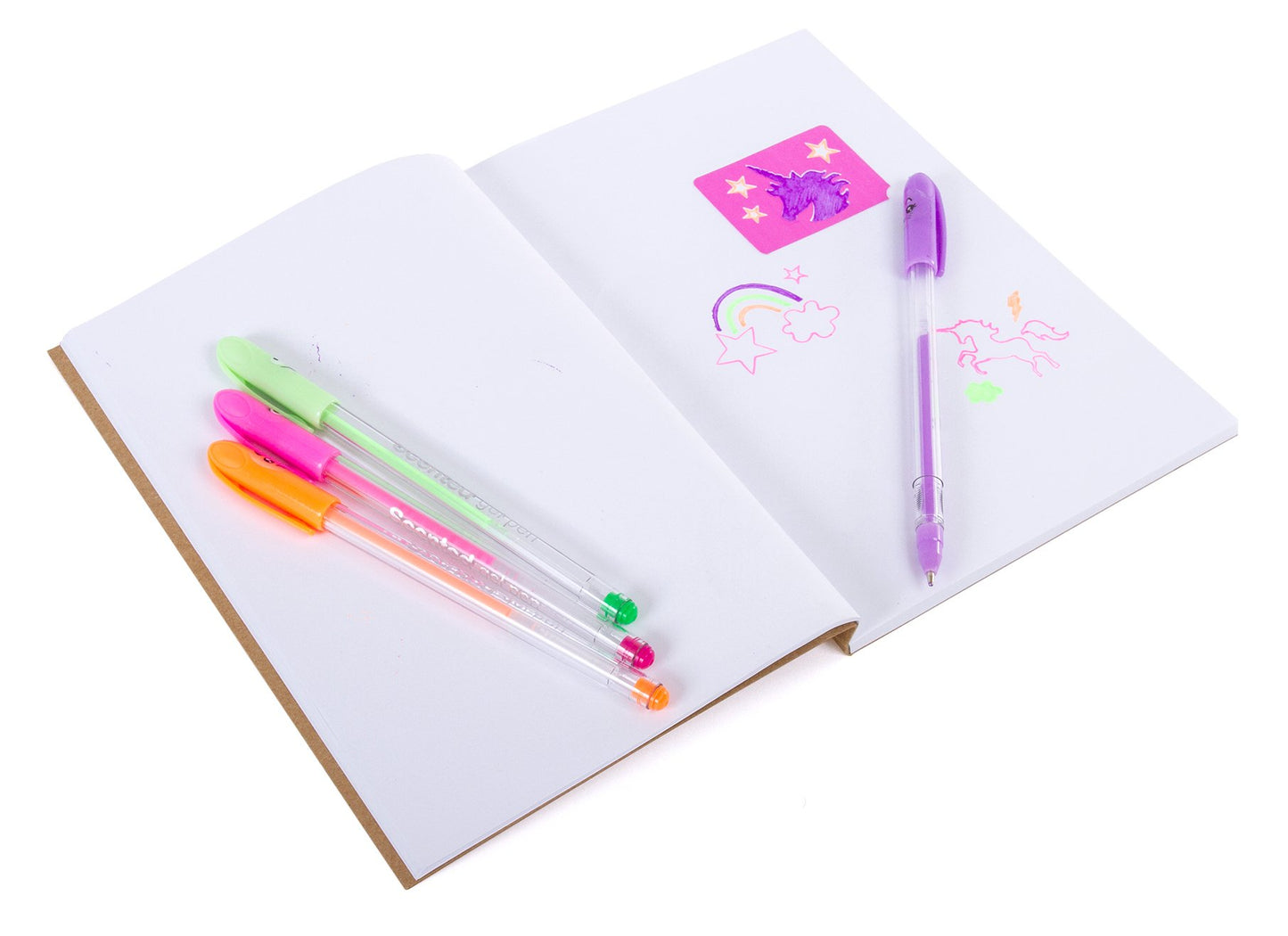 Hot Focus Diy Unicorn Notebook Kit - Decorate Your Own Journal Diary With 4 Scented Gel Pens, Scratch ‘N Sniff Unicorn Stickers And Stencils