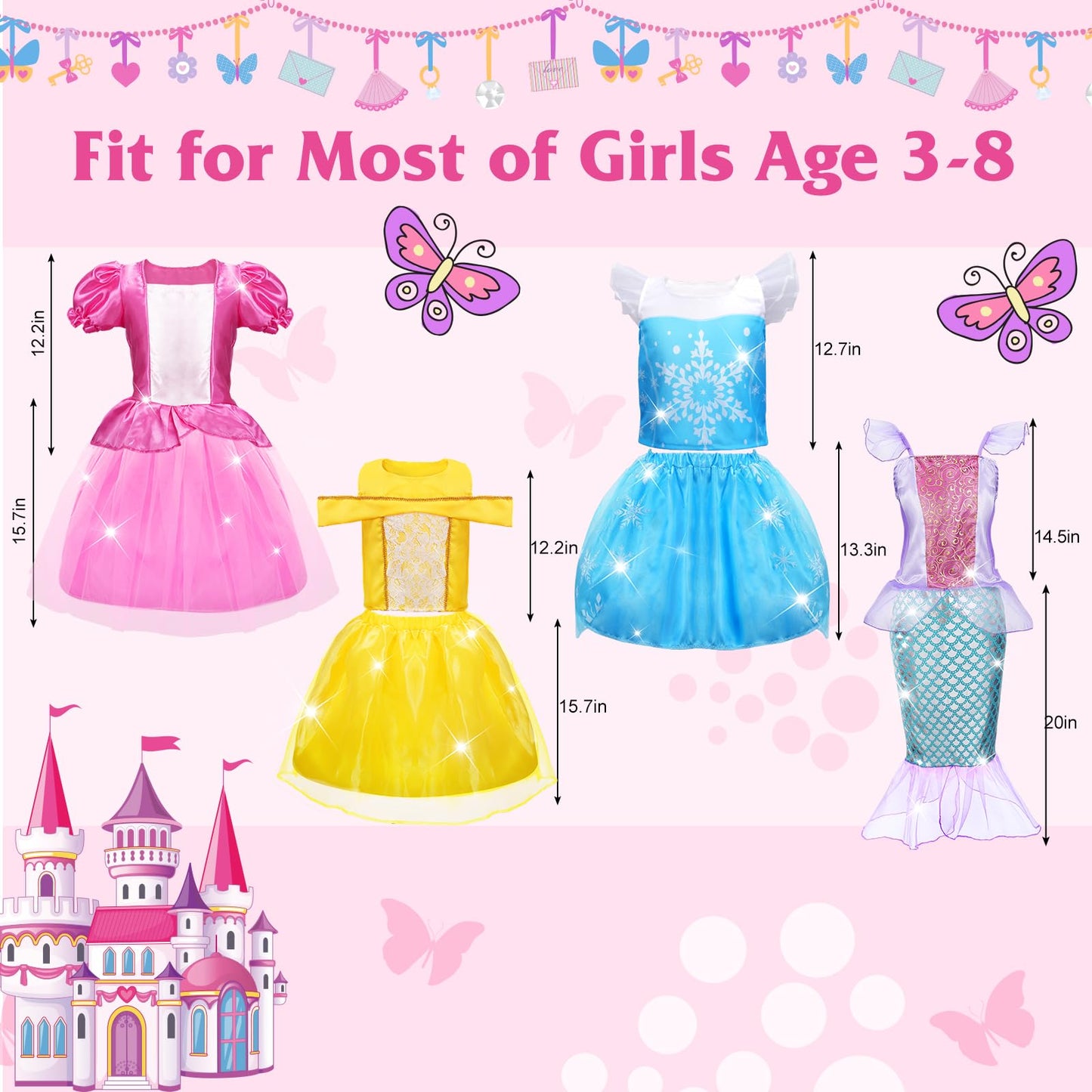 Princess Dresses For Girls, Princess Costume For Girls Age 3 4 5 6 7 8, Dress Up Clothes For Little Girls 3T-4T, 5T-6T, Gift For