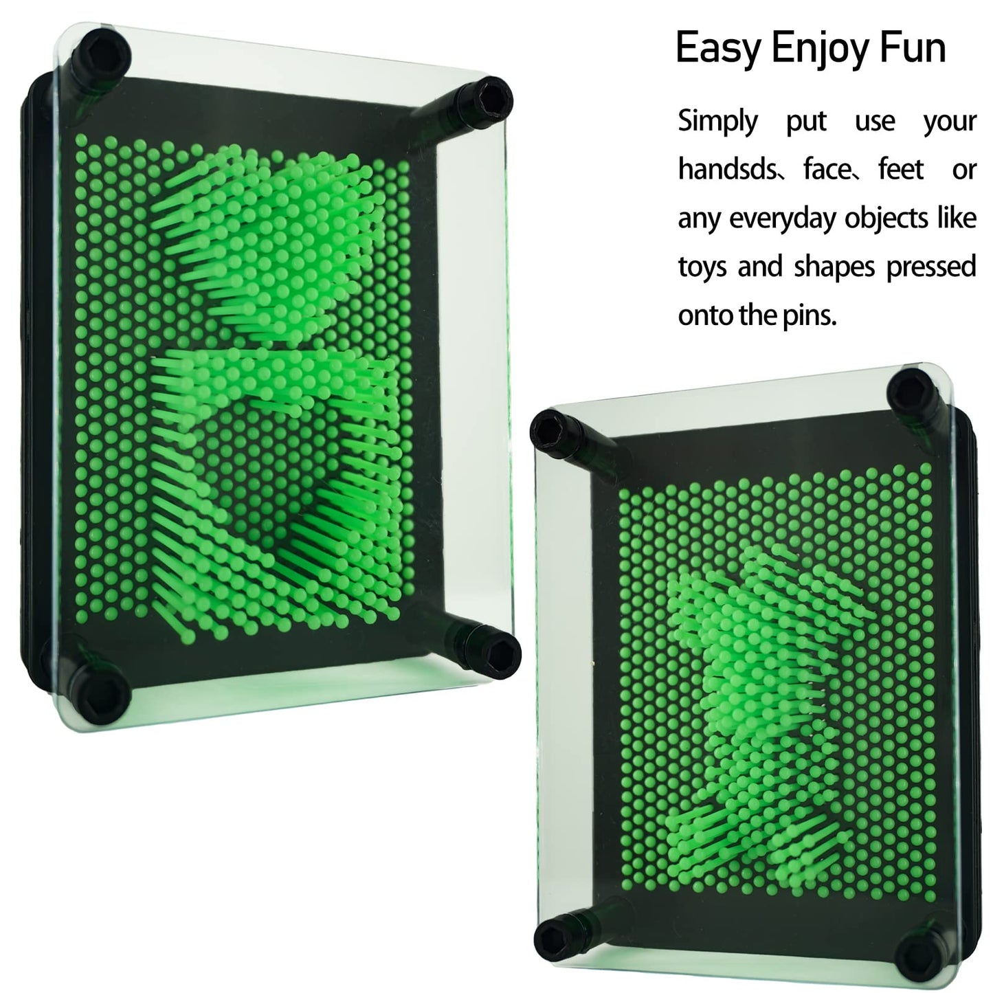 3D Pin Art Sensory Toy Size 5X3.7 Inches Needles Pin Impression Toy Intellectual Fun Rainbow Toys, Green