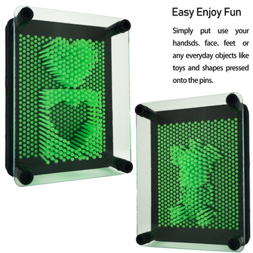 3D Pin Art Sensory Toy Size 5X3.7 Inches Needles Pin Impression Toy Intellectual Fun Rainbow Toys, Green
