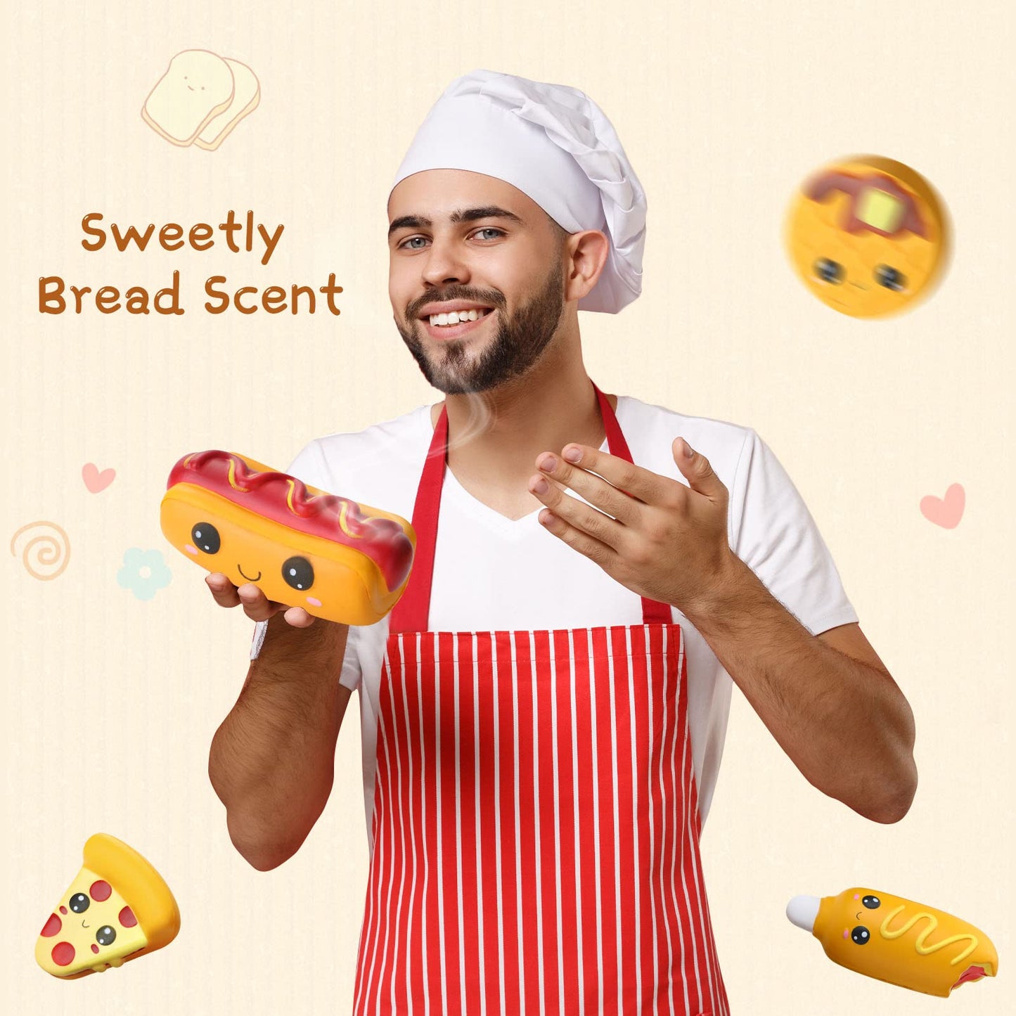 Zhanmai 8 Pcs Slow Rising Toys Food Foam Stress Toys In Hot Dog Cake Bread Smore Pizza Biscuit Donut For Teens Adults Anxiety St
