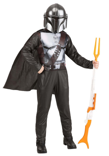 Star Wars The Mandalorian Youth Costume - Printed Jumpsuit With Plastic Mask