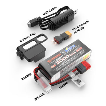 Hyper Go Angry Snail 2S3000 Rc Car Upgrade Accessories 2S 7.4V 3000 Mah 25C Lipo Battery, Spare Parts Rc Battery All 1/14 1/16 S