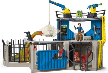 Schleich Dinosaur Toys Science Playset - 33-Piece Set Research Station With Brachiosaurus, Velociraptor, Men Scientist Action Fi