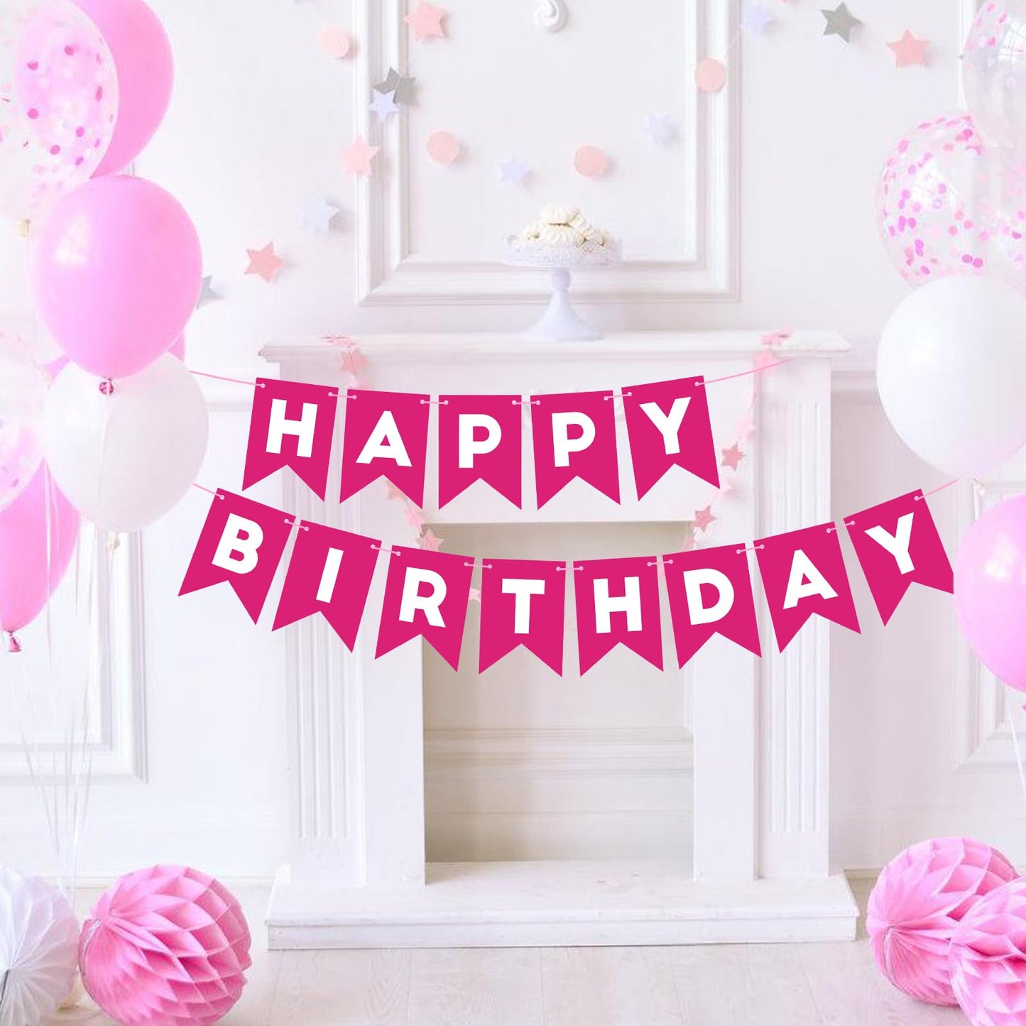 Hot Pink Happy Birthday Banner Birthday Sign For Backdrop Happy Birthday Decorations For Women Girls Kids Birthday Party Wall Door Garland Bunting Banner Hot Pink Party Supplies
