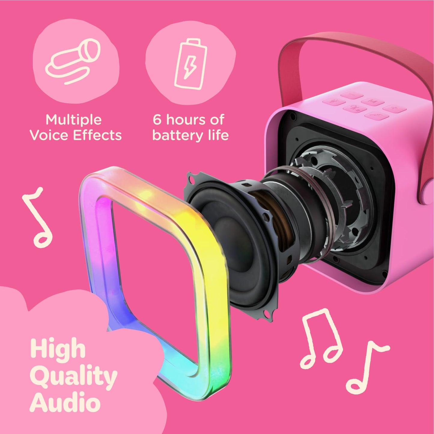 Move2Play, Mini Karaoke Machine For Kids | Includes 20+ Kids Songs | 2 Microphones | Connect With Bluetooth | Valentine'S Day & Birthday Gift | Ages 2, 3, 4, 5+ Year Old | Girls, Boys, & Toddler