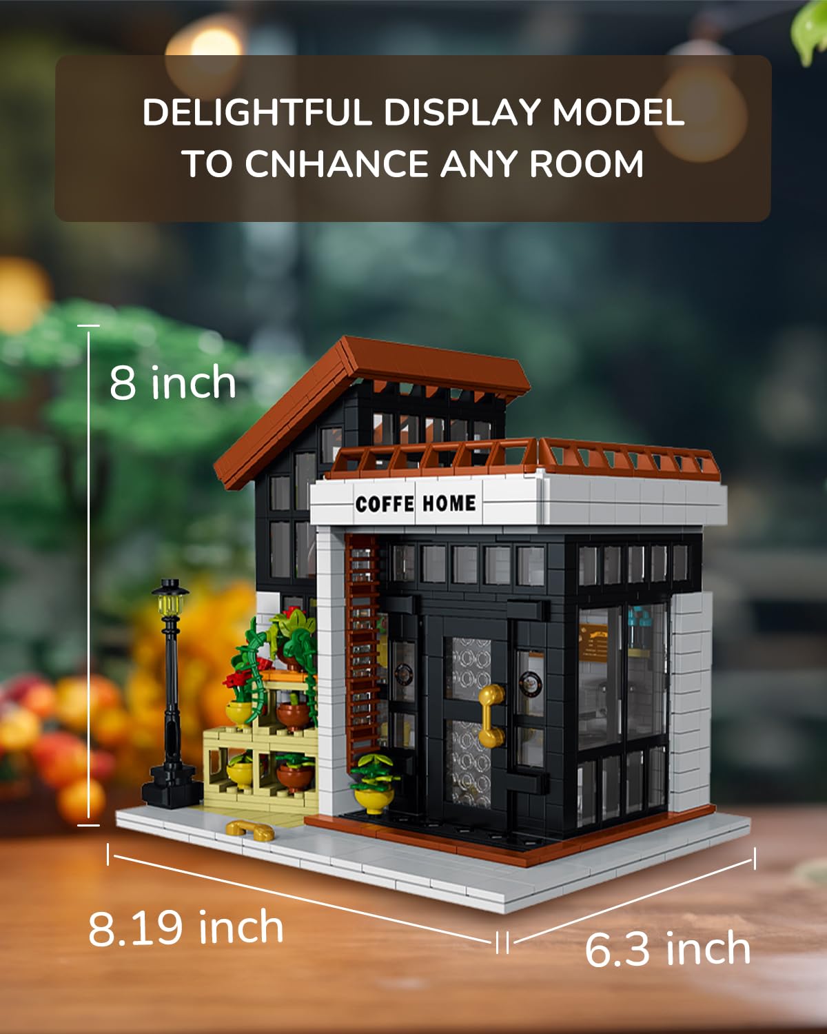 Kimiangel City Coffee Shop Building Kit for Adults, Flowers Botanical City Cafe Architecture Building Sets, Model Building Block