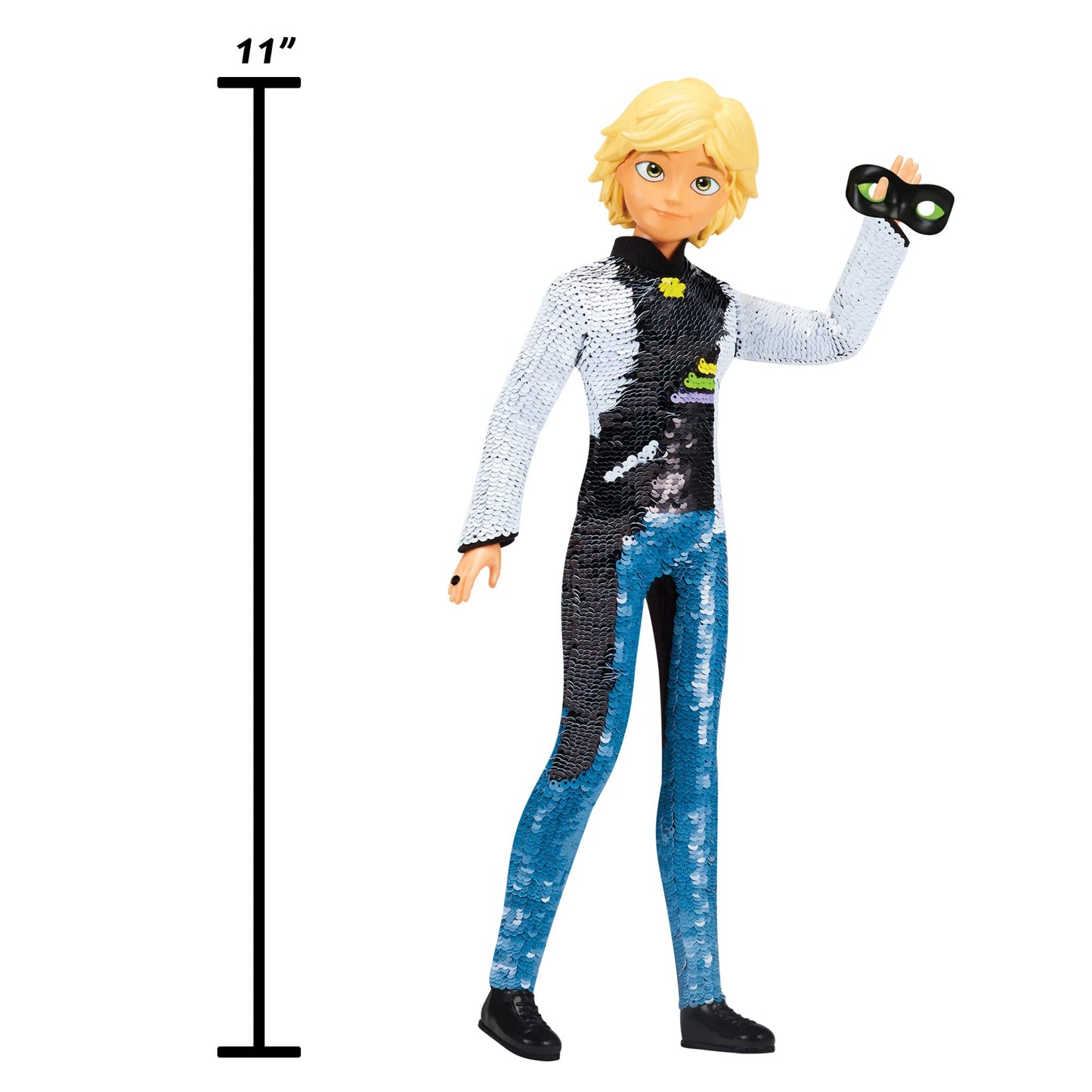 Miraculous Fashion Flip Adrien To Cat Noir 10.5 Action Doll Sequins