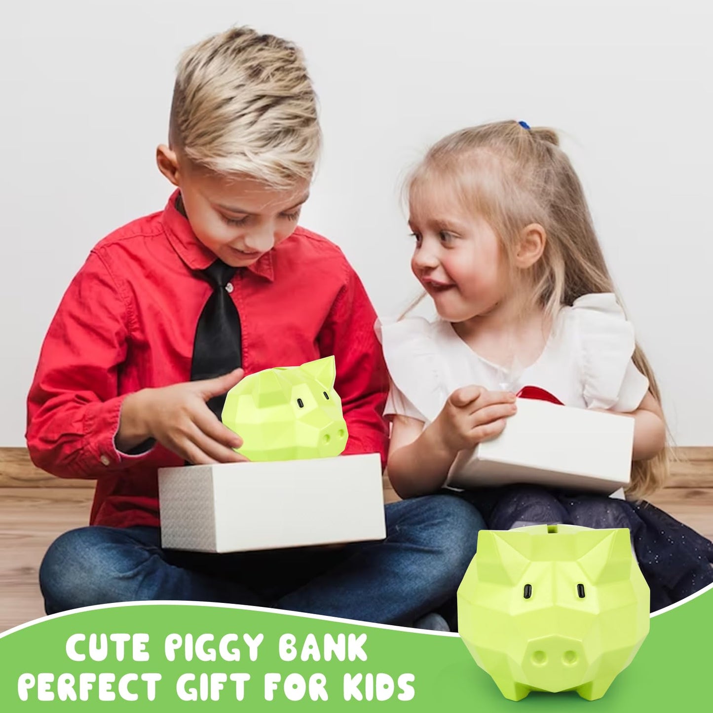 Fvnpiham Kids Piggy Bank For Boys, Unbreakable Plastic Piggy Bank Cute Piggy Banks Practical Gifts For Birthday Christmas Easter