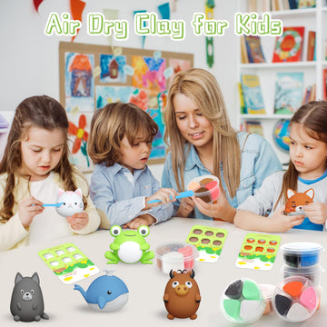 AWNOGKUE Air Dry Clay for Kids,12 Boxs Modeling Clay Kit with 5 Sculpting Tools, Safe Non-Toxic Model Magic Clay, DIY Art and Cr